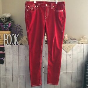True Religion sz 34 Red Curvy Skinny Jeans